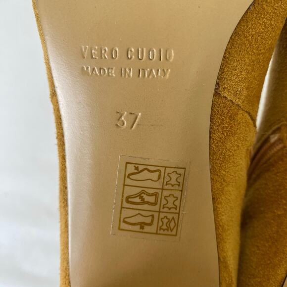 Clorinda Antinori Vera Suede Boots Size 37 or 7 Segale Tan Leather Square Toe - Picture 13 of 15